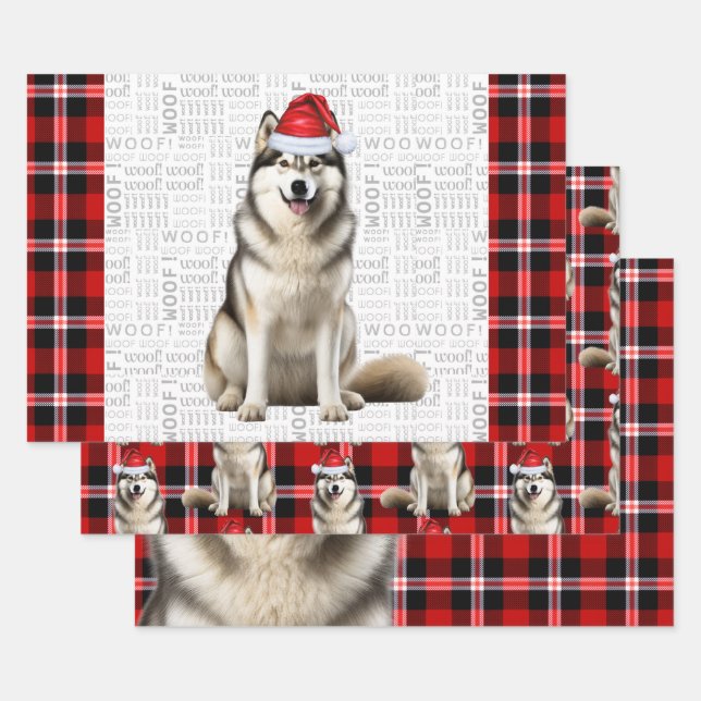 Hoja De Papel De Regalo Navidades de Malamute de Alaska en la festividad r (Set)