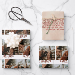 Hoja De Papel De Regalo Navidades de mensajes de tipografía moderna con fo