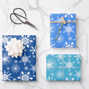 Hoja De Papel De Regalo Navidades De Nieve Con Tonos De Azul