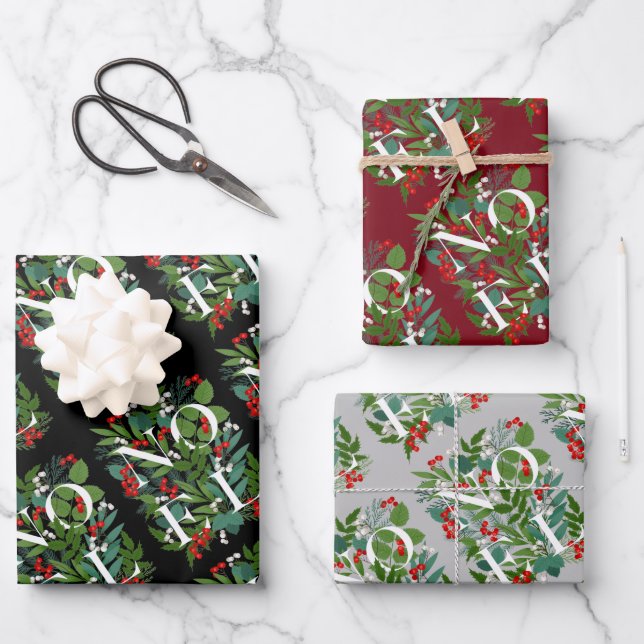 Hoja De Papel De Regalo NAVIDADES de NOEL Greenery y Berries (Anverso)