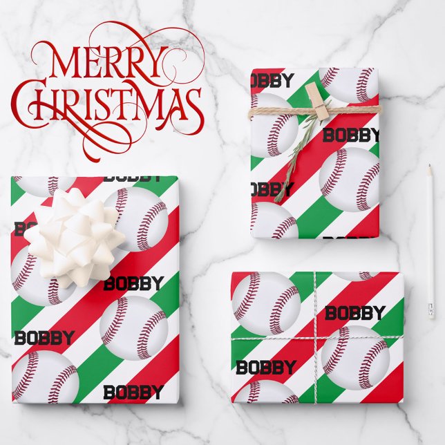 Hoja De Papel De Regalo Navidades de nombre de niño de béisbol (Subido por el creador)