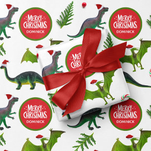 Hoja De Papel De Regalo Navidades de nombres personalizados de dinosaurios