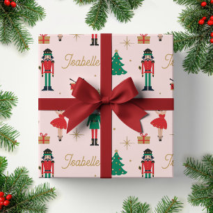 Hoja De Papel De Regalo Navidades de nombres personalizados rosados del ba