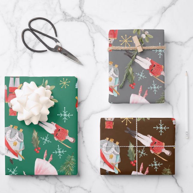 Hoja De Papel De Regalo Navidades de Nutcracker Ballerina (Anverso)