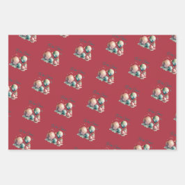 Hoja De Papel De Regalo Navidades de Ornamentos de color agua