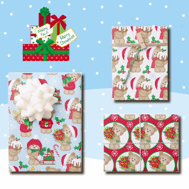 Hoja De Papel De Regalo Navidades de Oso de Teddy 3 Coordinación