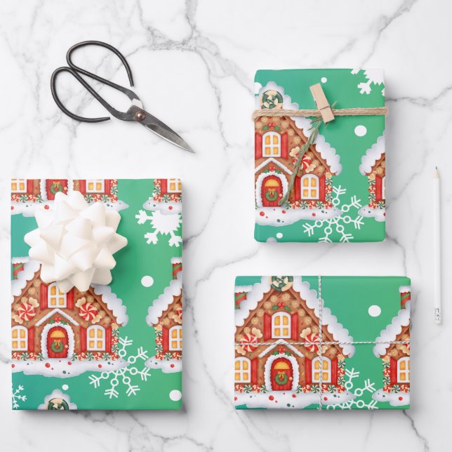 Hoja De Papel De Regalo Navidades de pan de jengibre (Anverso)