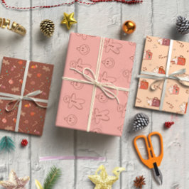 Hoja De Papel De Regalo Navidades de pan de jengibre de 3
