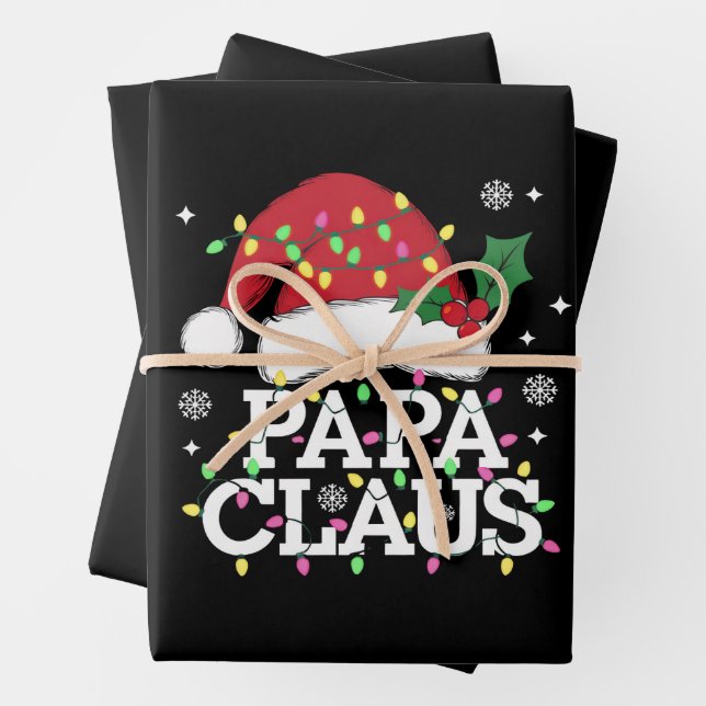 Hoja De Papel De Regalo Navidades de Papa Claus alumbran a la familia Paja (In situ)