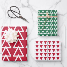 Hoja De Papel De Regalo Navidades de patrones triangulares rojos y verdes