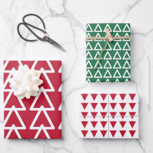 Hoja De Papel De Regalo Navidades de patrones triangulares rojos y verdes