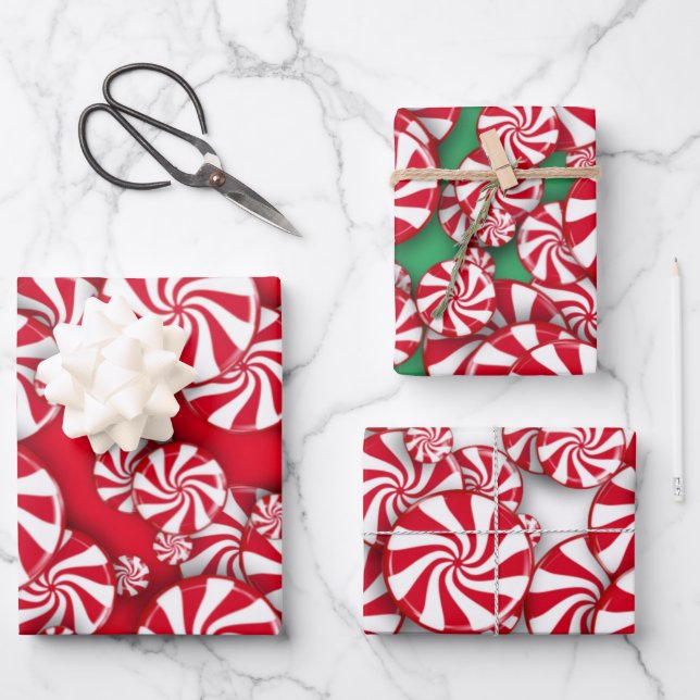 Hoja De Papel De Regalo Navidades de Peppermint Candy  (Anverso)