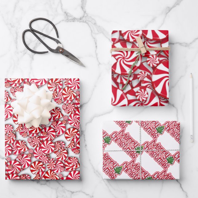 Hoja De Papel De Regalo Navidades de Peppermint Candy  (Anverso)