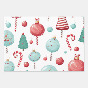 Hoja De Papel De Regalo Navidades de Peppermint Lollipop Sweet Shop