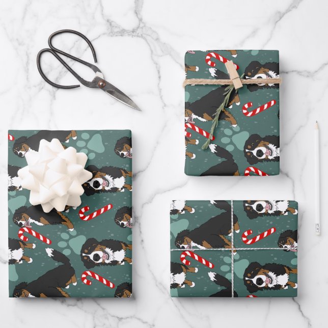 Hoja De Papel De Regalo Navidades de Perro de Montaña de Bernese (Anverso)