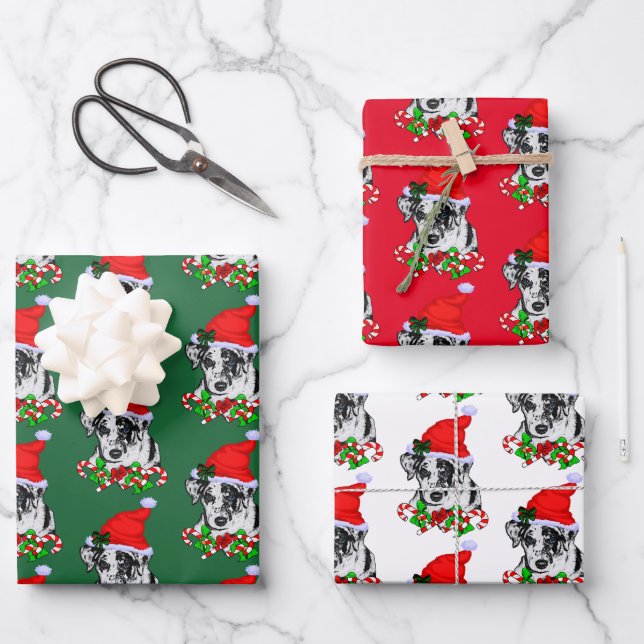 Hoja De Papel De Regalo Navidades de Perros del Leopardo de Catahoula (Anverso)