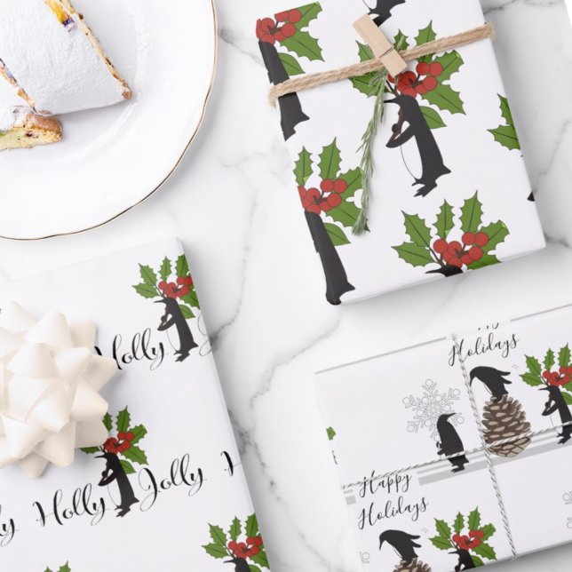 Hoja De Papel De Regalo Navidades de pingüinos graciosos personalizados (Subido por el creador)