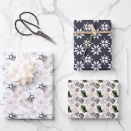 Hoja De Papel De Regalo Navidades de plata blanca gris simple y elegante h