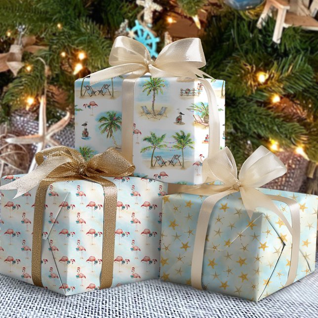 Hoja De Papel De Regalo Navidades de Playa de Palmeras Tropicales (Subido por el creador)