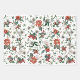 Hoja De Papel De Regalo Navidades de Poinsettia de la Viña Elegante Flores