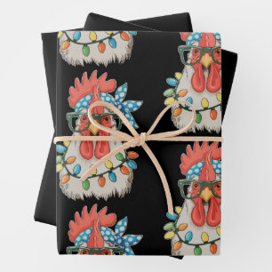 Hoja De Papel De Regalo Navidades de pollo Xmas alumbra a la familia campe