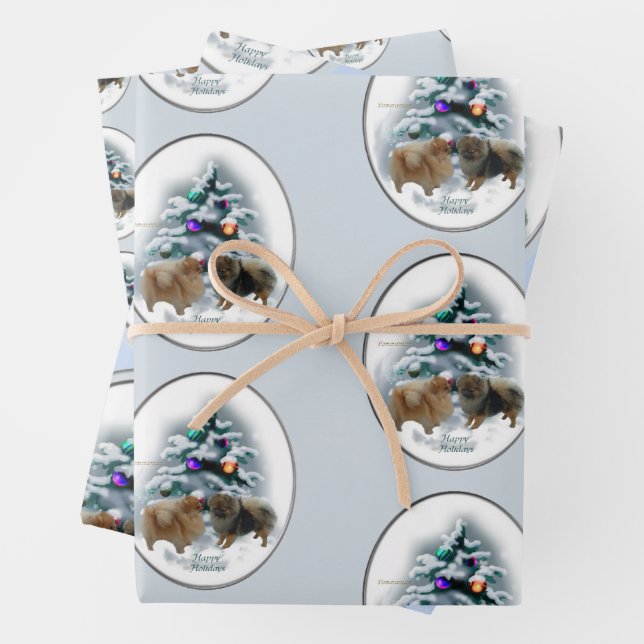 Hoja De Papel De Regalo Navidades de Pomerania (In situ)
