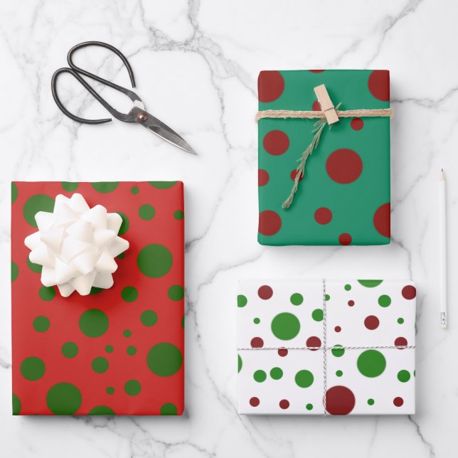 Hoja De Papel De Regalo Navidades de puntos cúrcute de polka (Anverso)