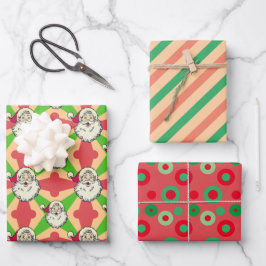 Hoja De Papel De Regalo Navidades de puntos de Santa Retro
