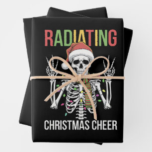 Hoja De Papel De Regalo Navidades de Radiología Santa Skeleton