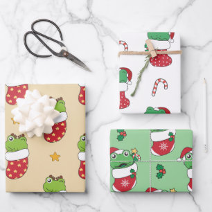 Hoja De Papel De Regalo Navidades de rana Animales de Invierno Ranas Vacun