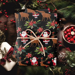 Hoja De Papel De Regalo Navidades de renos de Santa Claus ilustrados