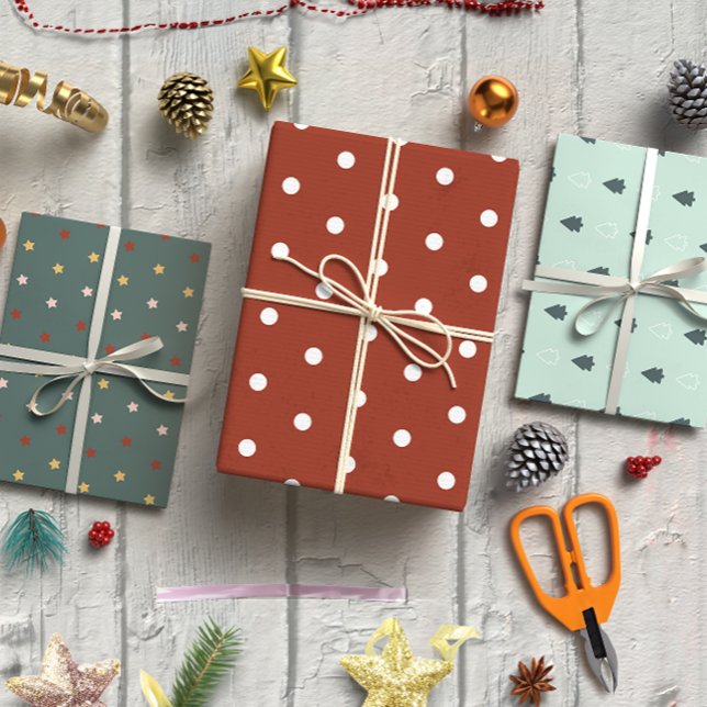 Hoja De Papel De Regalo Navidades de resumen festivo de 3 (Festive Abstract Christmas set of 3 Wrapping Paper Sheet)