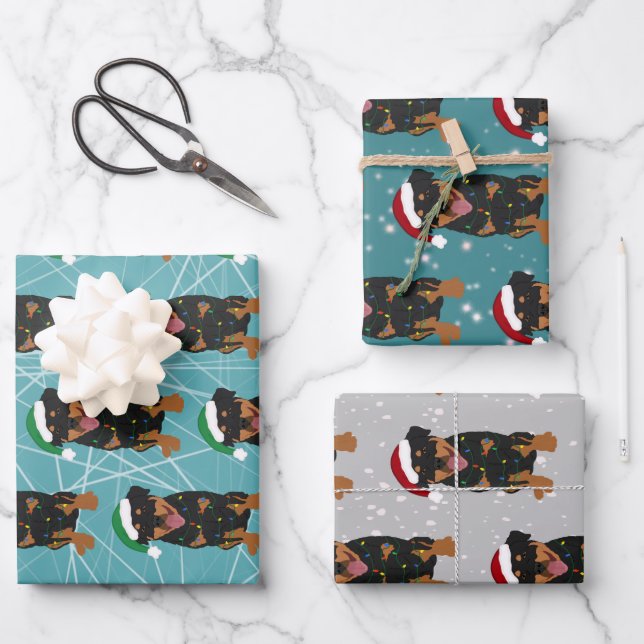 Hoja De Papel De Regalo Navidades de Rottweiler (Anverso)