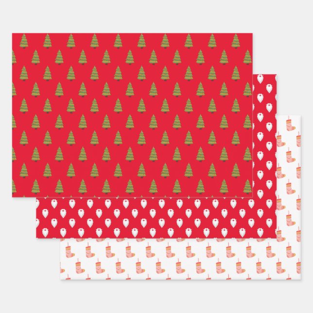 Hoja De Papel De Regalo Navidades De Santa Claus Rojo Y Blanco Envuelven P (Set)