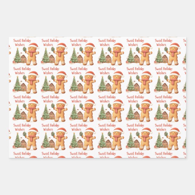 Hoja De Papel De Regalo Navidades de Santa Gingerbread (Anverso)