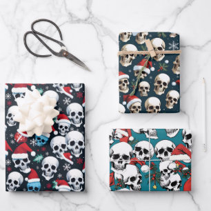 Hoja De Papel De Regalo Navidades de Santa Skulls