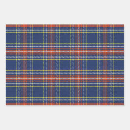 Hoja De Papel De Regalo Navidades de Scott Blue Burnt Naranja Scottish Tar