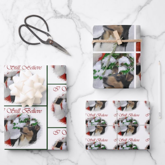 Hoja De Papel De Regalo Navidades de Smooth Collie (Anverso)