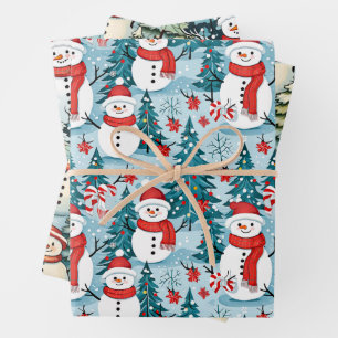Hoja De Papel De Regalo Navidades de Snowman agradables y acogedores