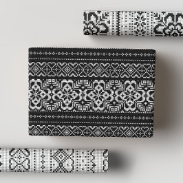 Hoja De Papel De Regalo Navidades de suéter de invierno nórdico blanco y n