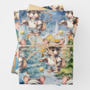 Hoja De Papel De Regalo Navidades de tenis temáticos