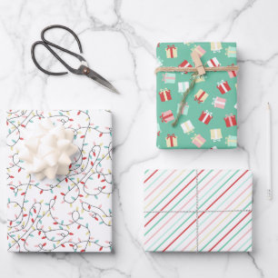 Hoja De Papel De Regalo Navidades de tiras y cadenas festivas