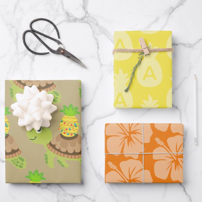 Hoja De Papel De Regalo Navidades de tortugas marinas (Anverso)