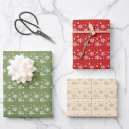 Hoja De Papel De Regalo Navidades de trío de copo de nieve/Papel de envolv