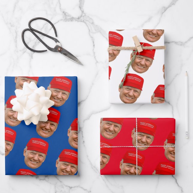 Hoja De Papel De Regalo NAVIDADES de TRUMP MAGA (Anverso)