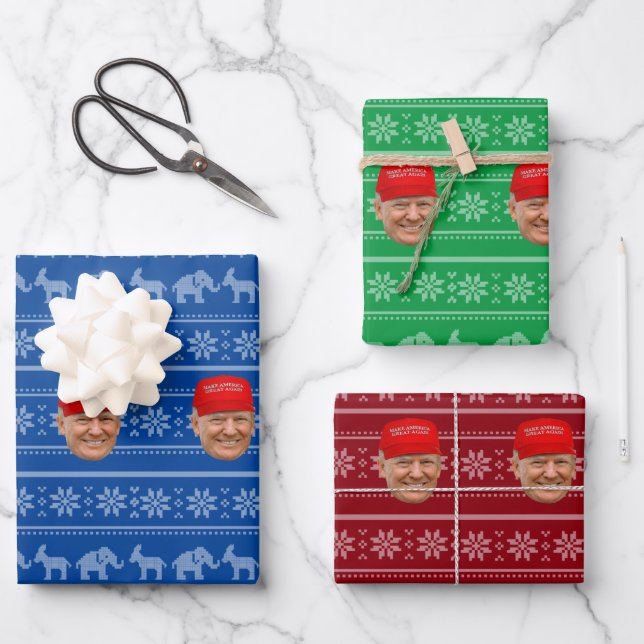 Hoja De Papel De Regalo NAVIDADES de TRUMP MAGA (Anverso)