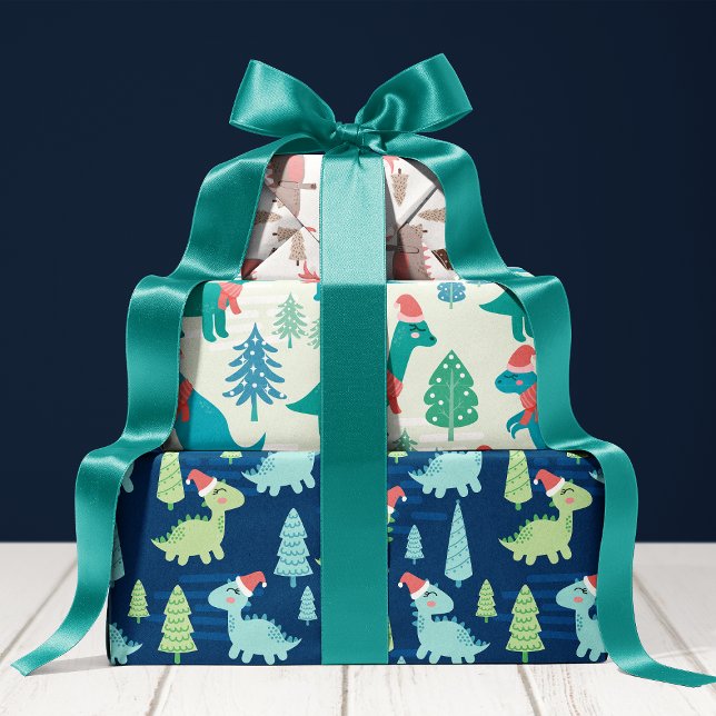 Hoja De Papel De Regalo Navidades de vacaciones de dinosaurios (Subido por el creador)