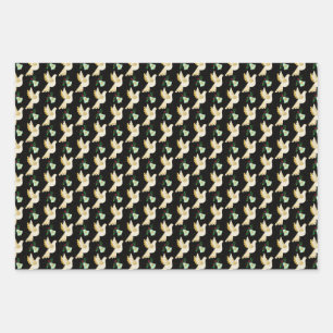 Hoja De Papel De Regalo Navidades de vacaciones de invierno con palo de or