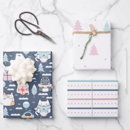 Hoja De Papel De Regalo Navidades de vacaciones de Winter Cats Divertidos 