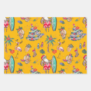 Hoja De Papel De Regalo Navidades de vacaciones tropicales envolviendo hoj